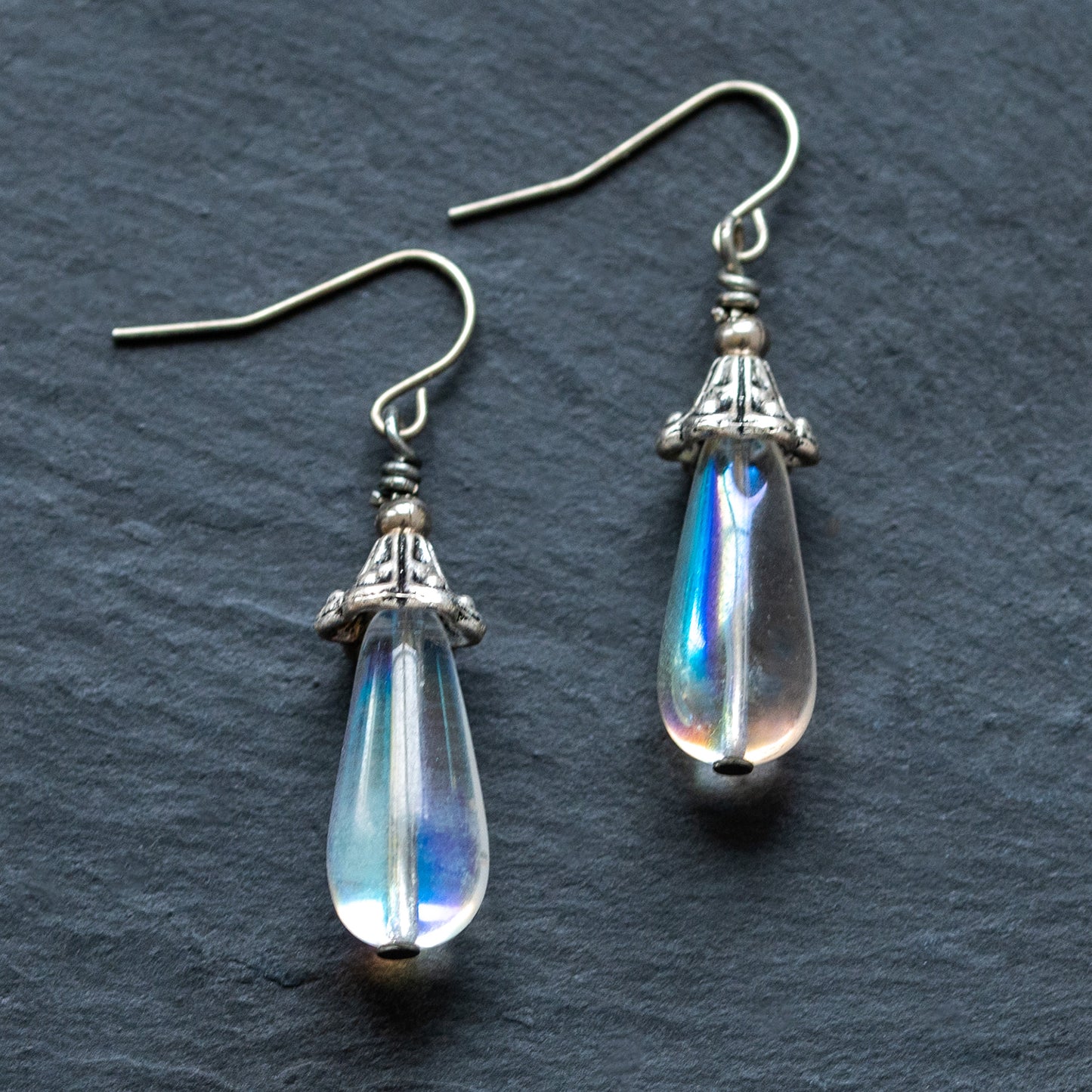 “CRYSTAL MUSHROOMS” – GLASS DROP BEAD EARRINGS