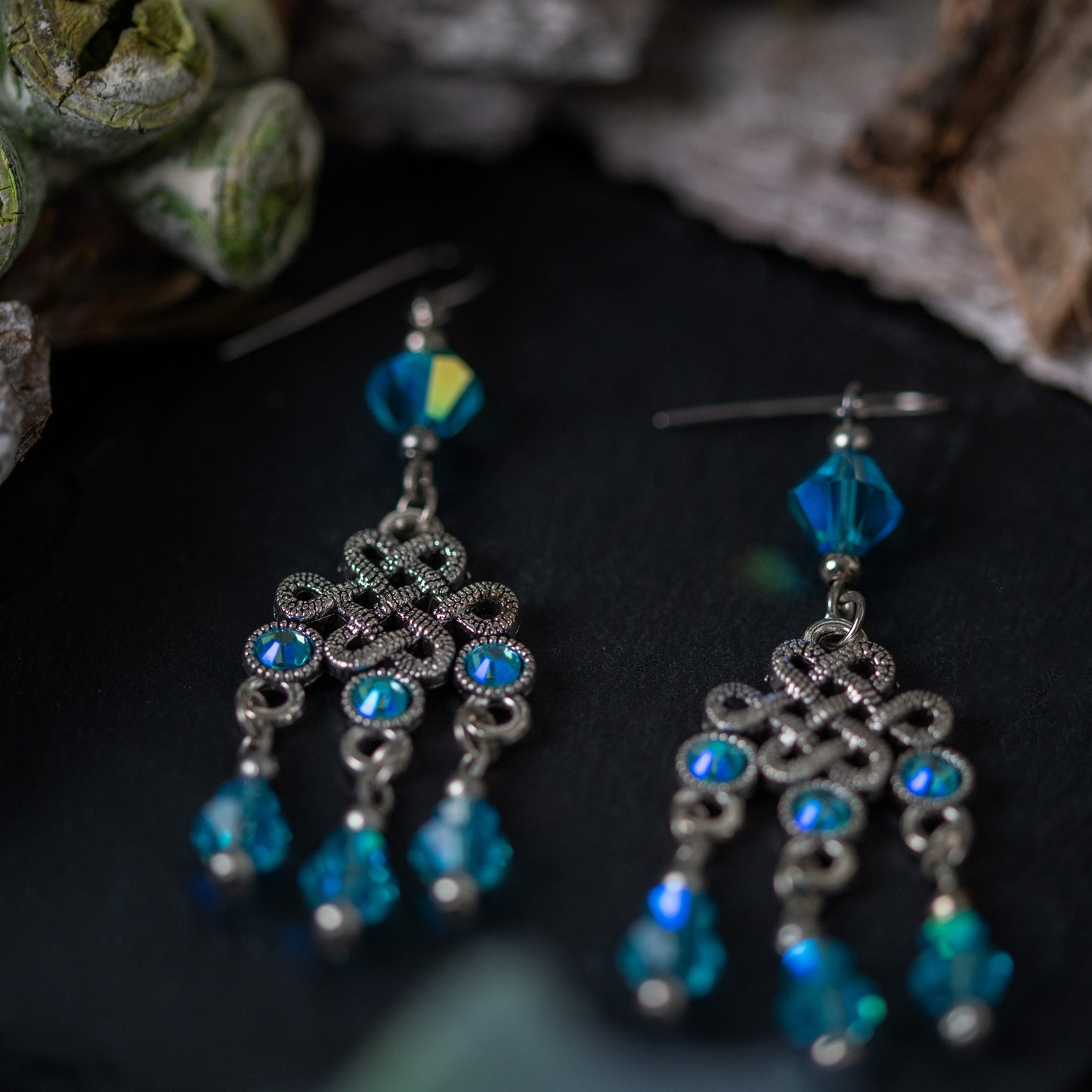 “CELTIC KNOT” – CHANDELIER EARRINGS - ANTIQUE SILVER