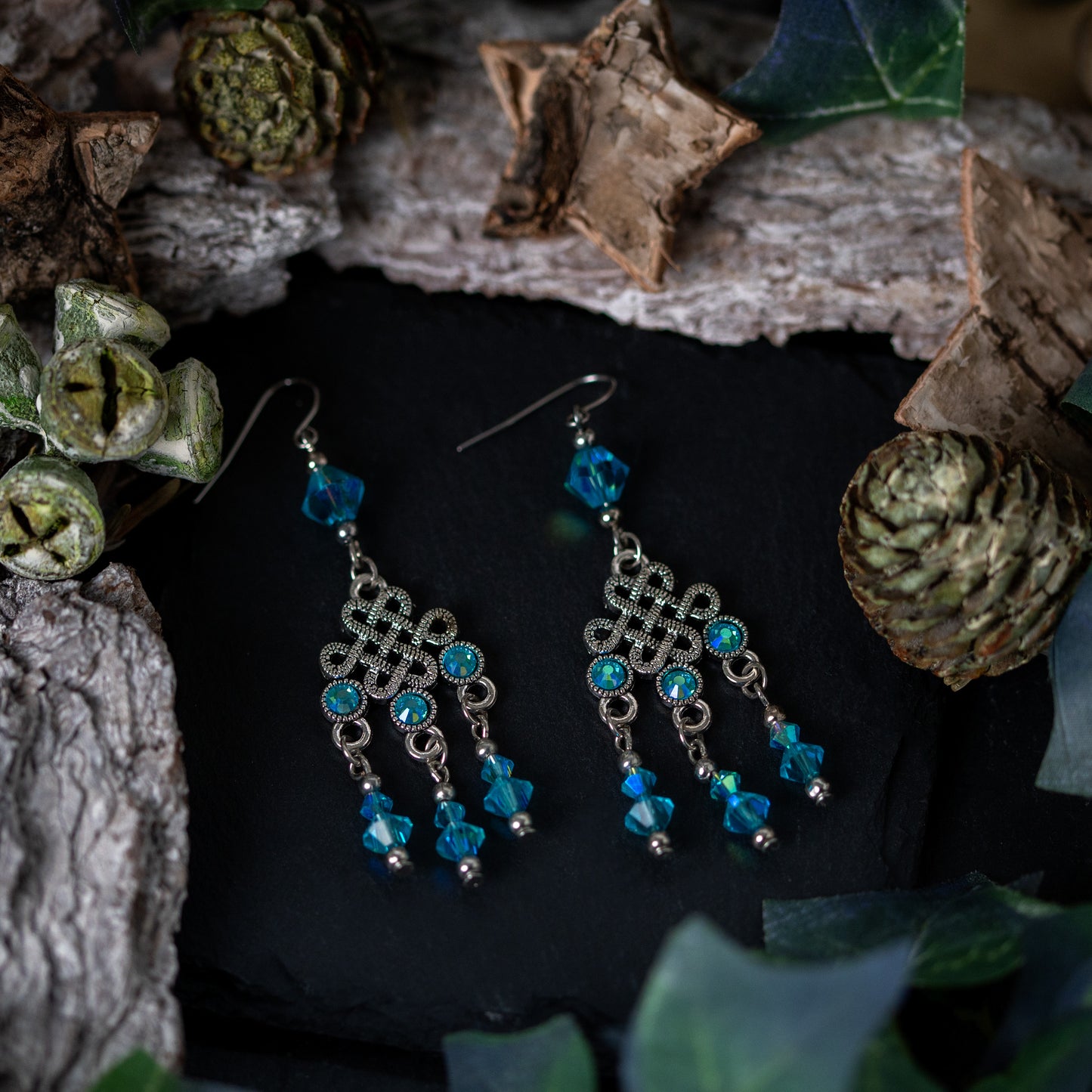 “CELTIC KNOT” – CHANDELIER EARRINGS - ANTIQUE SILVER