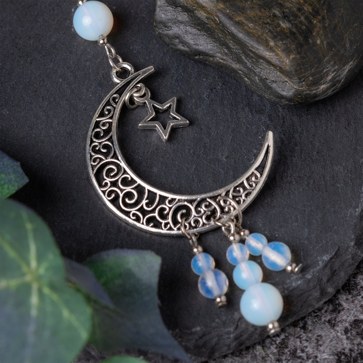 “CELESTIAL BLOOM” – LUNAR STYLE JEWELRY SET – ANTIQUE SILVER