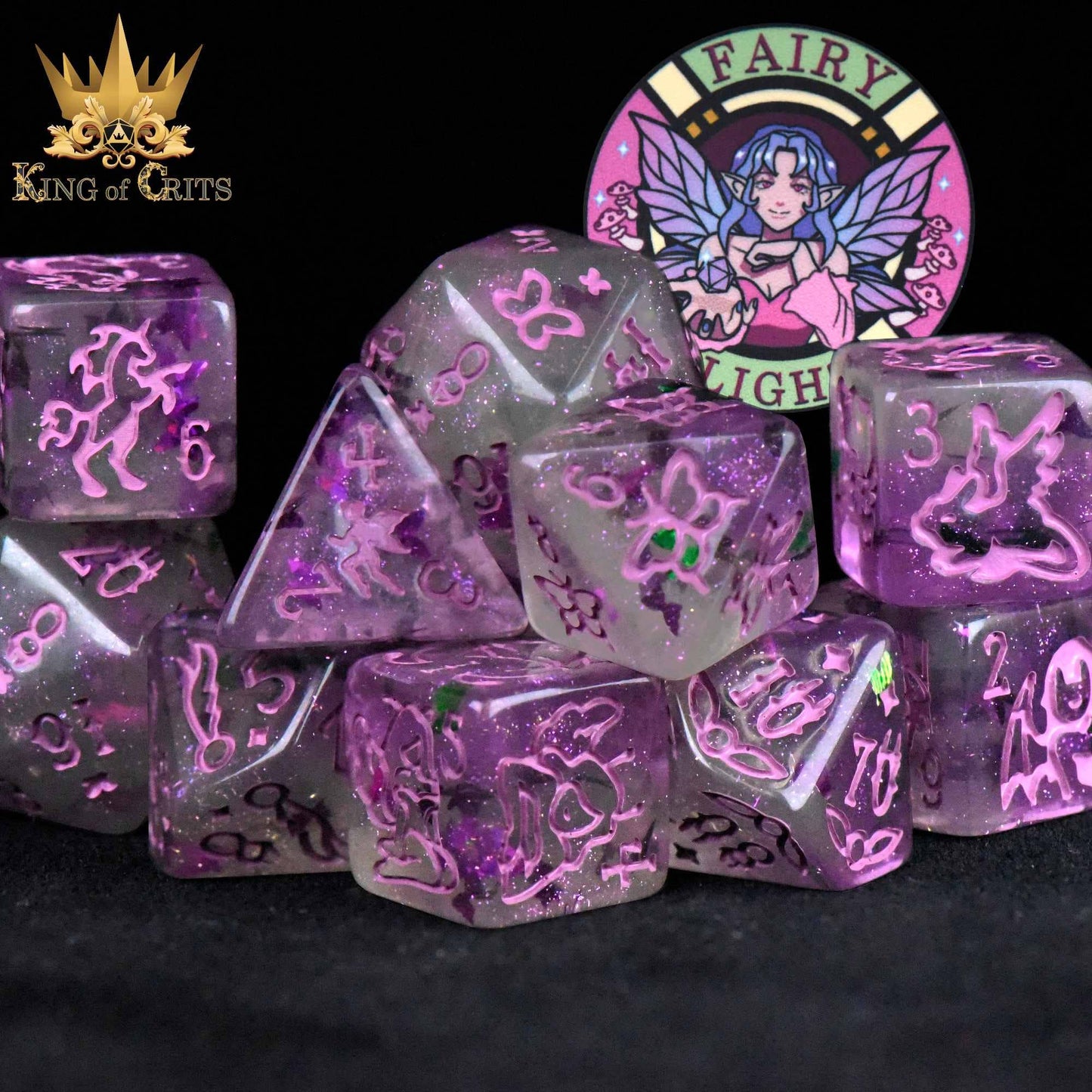 "FAIRY FLIGHT" - BUTTERFLY RESIN DICE SET - KING OF CRITS ORIGINAL