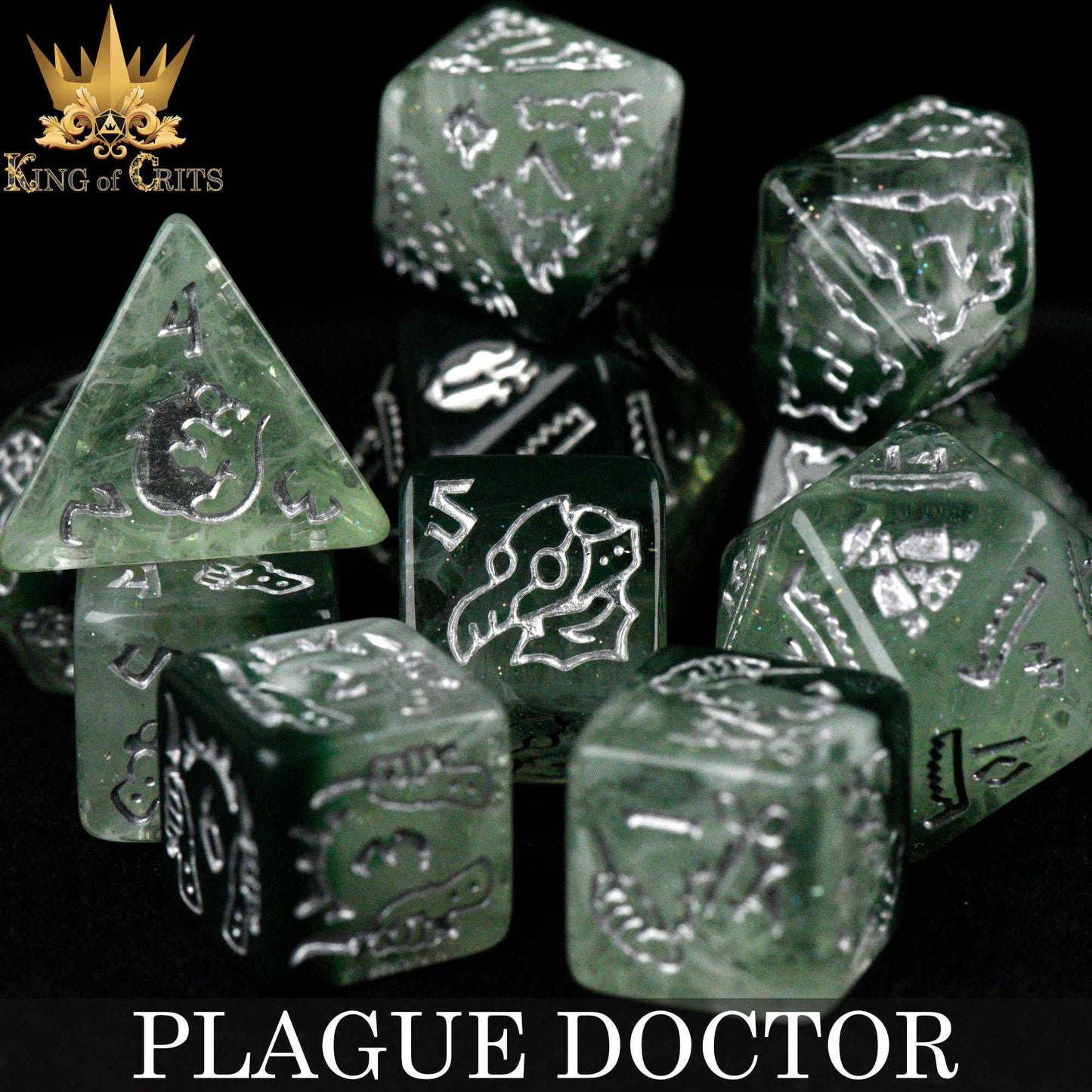 "PLAGUE DOCTOR" - 11 PIECE DICE SET - KING OF CRITS ORIGINAL