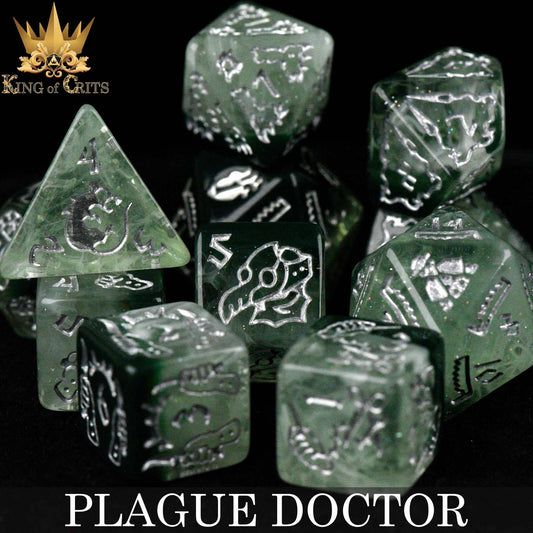 "PLAGUE DOCTOR" - 11 PIECE DICE SET - KING OF CRITS ORIGINAL
