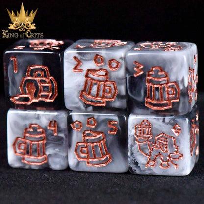 "DWARFEN DYNASTY" - GREY AND COPPER DICE SET - KING OF CRITS ORIGINAL