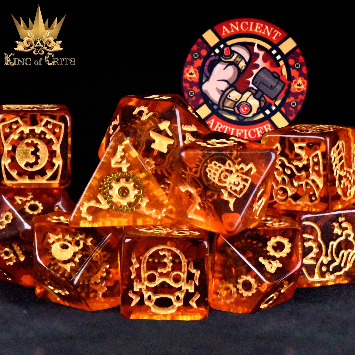 "ANCIENT ARTIFICER" - GEAR DICE SET - KING OF CRITS ORIGINAL