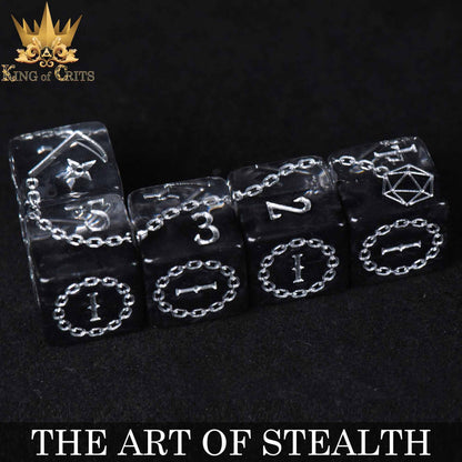 "THE ART OF STEALTH" - ROGUE INSPIRED DICE SET - KING OF CRITS ORIGINAL