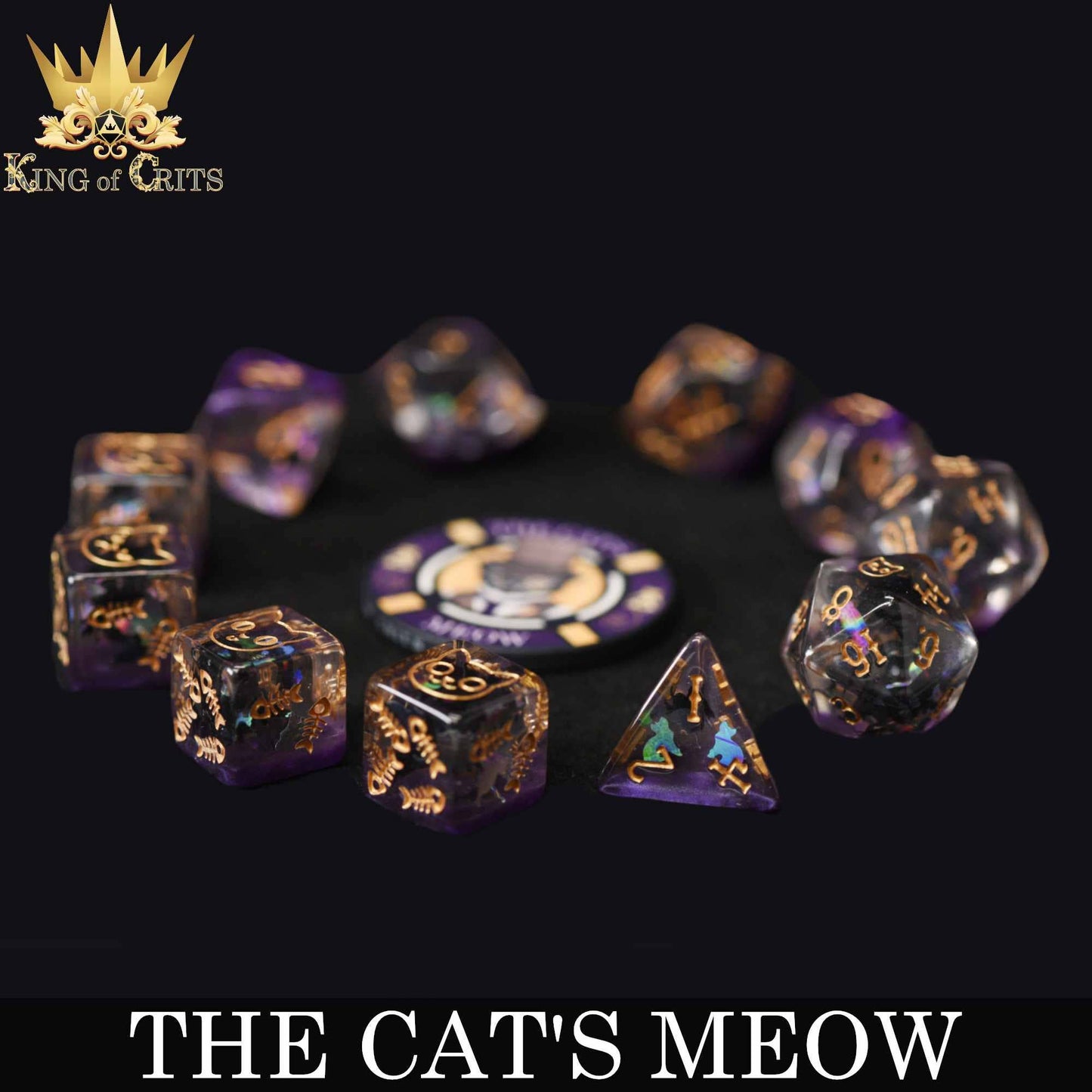 "THE CAT'S MEOW" - RESIN DICE SET - KING OF CRITS ORIGINAL