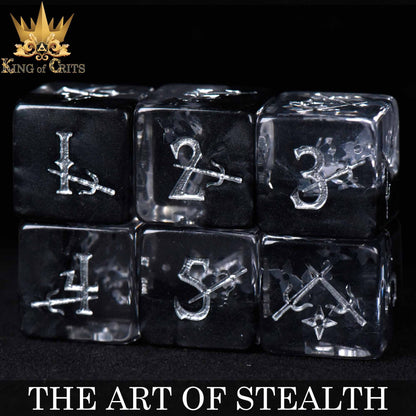 "THE ART OF STEALTH" - ROGUE INSPIRED DICE SET - KING OF CRITS ORIGINAL