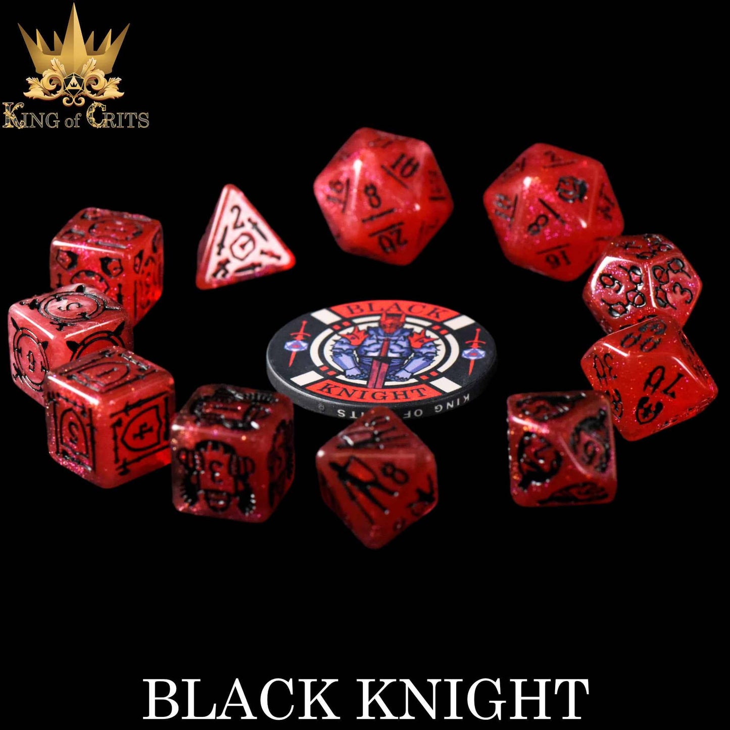 "BLACK KNIGHT" - ARMS AND ARMOR RESIN DICE SET - KING OF CRITS ORIGINAL