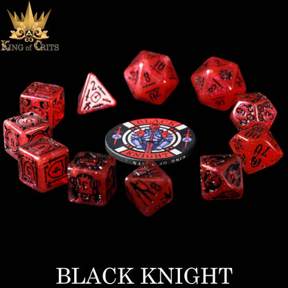 "BLACK KNIGHT" - ARMS AND ARMOR RESIN DICE SET - KING OF CRITS ORIGINAL