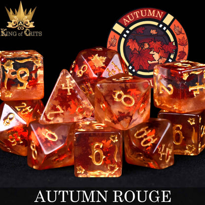 "AUTUMN ROUGE" - FALL RESIN DICE SET - KING OF CRITS ORIGINAL