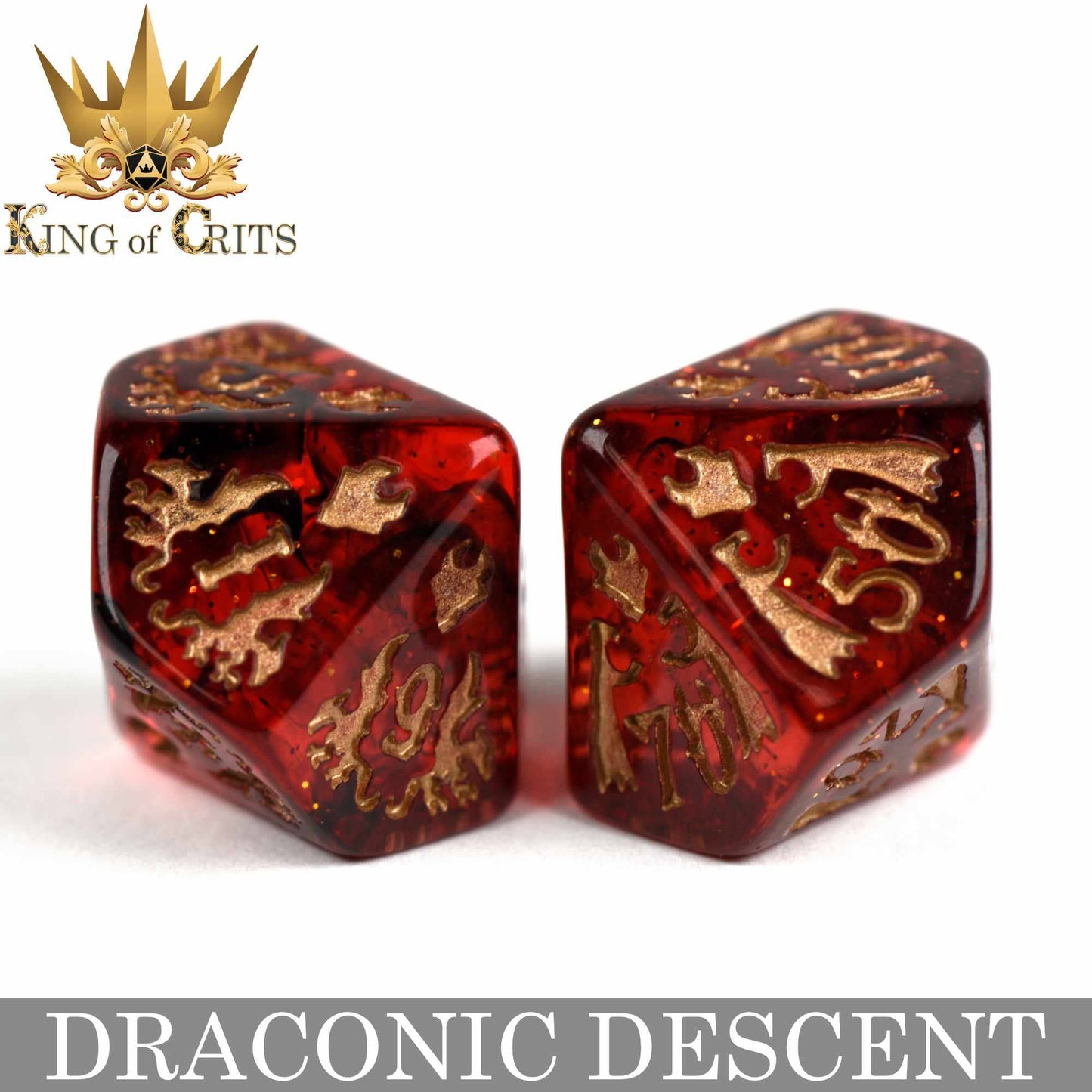 "DRACONIG DESCENT" - DRAGONBORN INSPIRED DICE SET - KING OF CRITS ORIGINAL