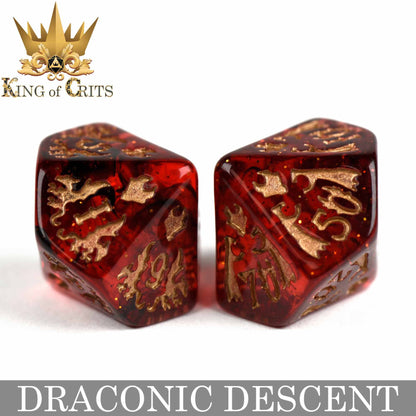 "DRACONIG DESCENT" - DRAGONBORN INSPIRED DICE SET - KING OF CRITS ORIGINAL