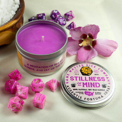 "STILLNESS OF MIND" - SCENTED GAMING CANDLE - SOFT FLORAL NOTES