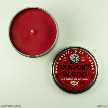 "DRAGON'S BLOOD" - SCENTED GAMING CANDLE - INCENSE & ORANGE