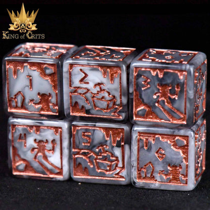 "DWARFEN DYNASTY" - GREY AND COPPER DICE SET - KING OF CRITS ORIGINAL
