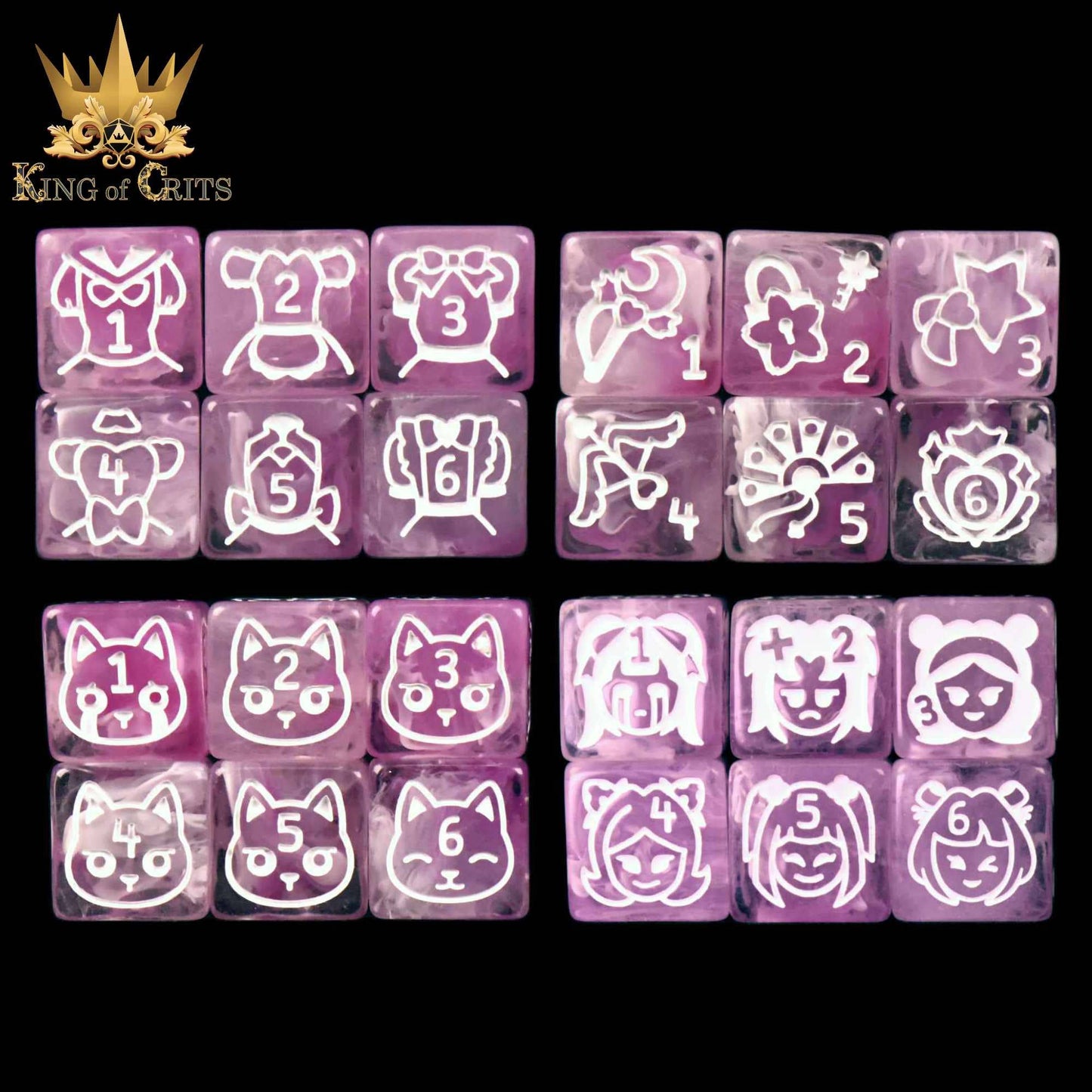 "MAGICAL GIRLS" - RESIN DICE SET - KING OF CRITS ORIGINAL