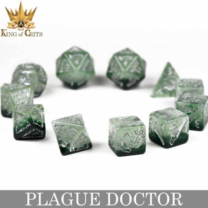 "PLAGUE DOCTOR" - 11 PIECE DICE SET - KING OF CRITS ORIGINAL