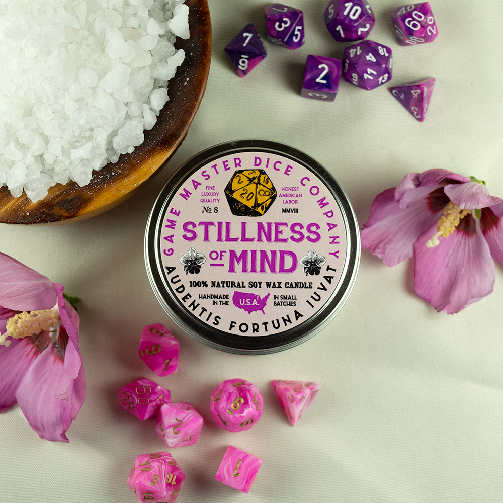 "STILLNESS OF MIND" - SCENTED GAMING CANDLE - SOFT FLORAL NOTES