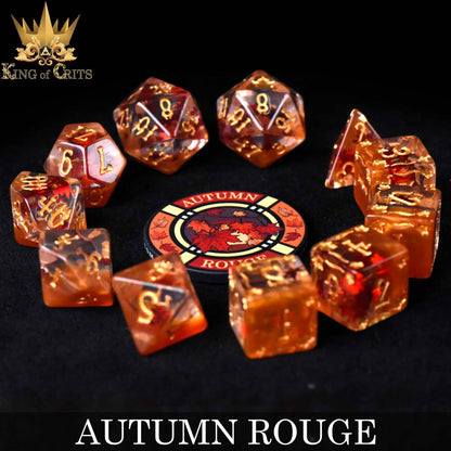 "AUTUMN ROUGE" - FALL RESIN DICE SET - KING OF CRITS ORIGINAL