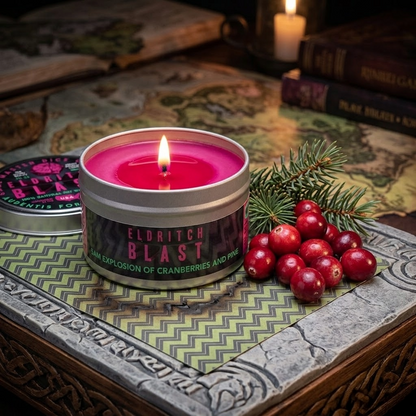 "ELDRITCH BLAST" - SCENTED GAMING CANDLE - CRANBERRY & PINE