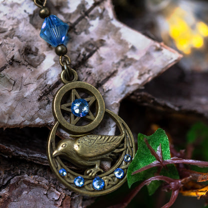 “HUGIN ODER MUNIN” – SCHMUCKSET MIT RABE UND PENTAGRAMM – ANTIQUE BRONZE