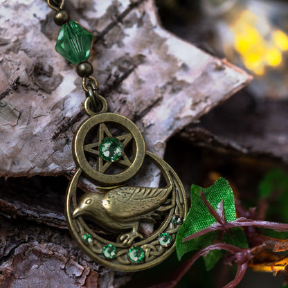 “HUGIN ODER MUNIN” – SCHMUCKSET MIT RABE UND PENTAGRAMM – ANTIQUE BRONZE
