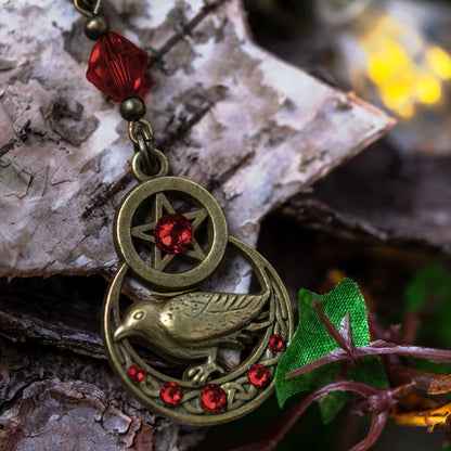 “HUGIN ODER MUNIN” – SCHMUCKSET MIT RABE UND PENTAGRAMM – ANTIQUE BRONZE