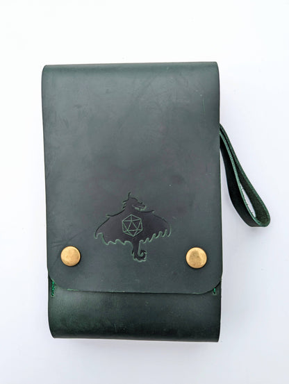 HÜTER DER RELIKTE - WÜRFELTASCHE - LEDER - MIT GLASBEHÄLTERN