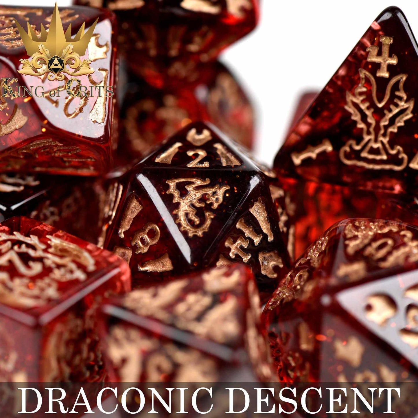 "DRACONIG DESCENT" - DRAGONBORN INSPIRED DICE SET - KING OF CRITS ORIGINAL