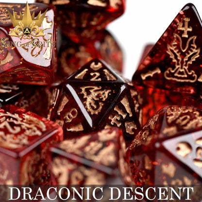 "DRACONIG DESCENT" - DRAGONBORN INSPIRED DICE SET - KING OF CRITS ORIGINAL