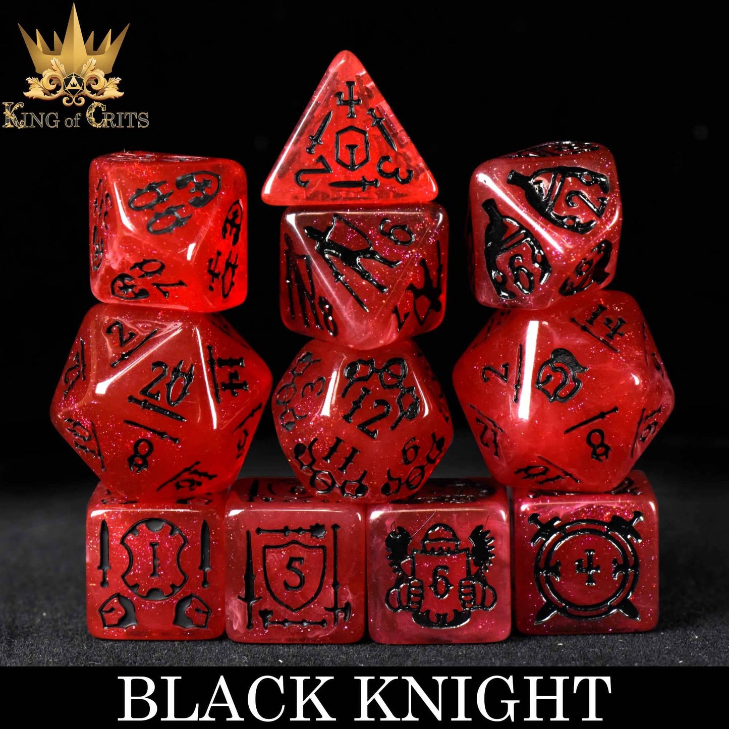"BLACK KNIGHT" - ARMS AND ARMOR RESIN DICE SET - KING OF CRITS ORIGINAL