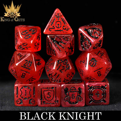 "BLACK KNIGHT" - ARMS AND ARMOR RESIN DICE SET - KING OF CRITS ORIGINAL