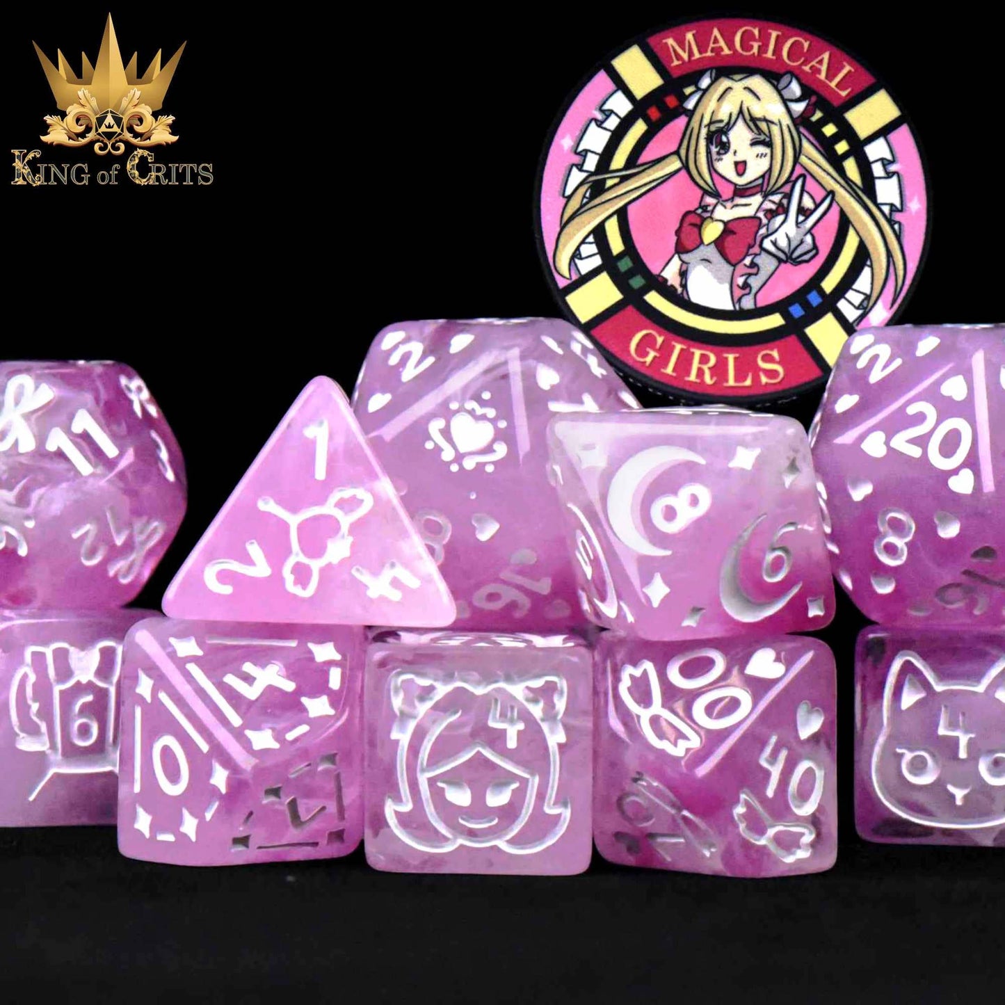 "MAGICAL GIRLS" - RESIN DICE SET - KING OF CRITS ORIGINAL