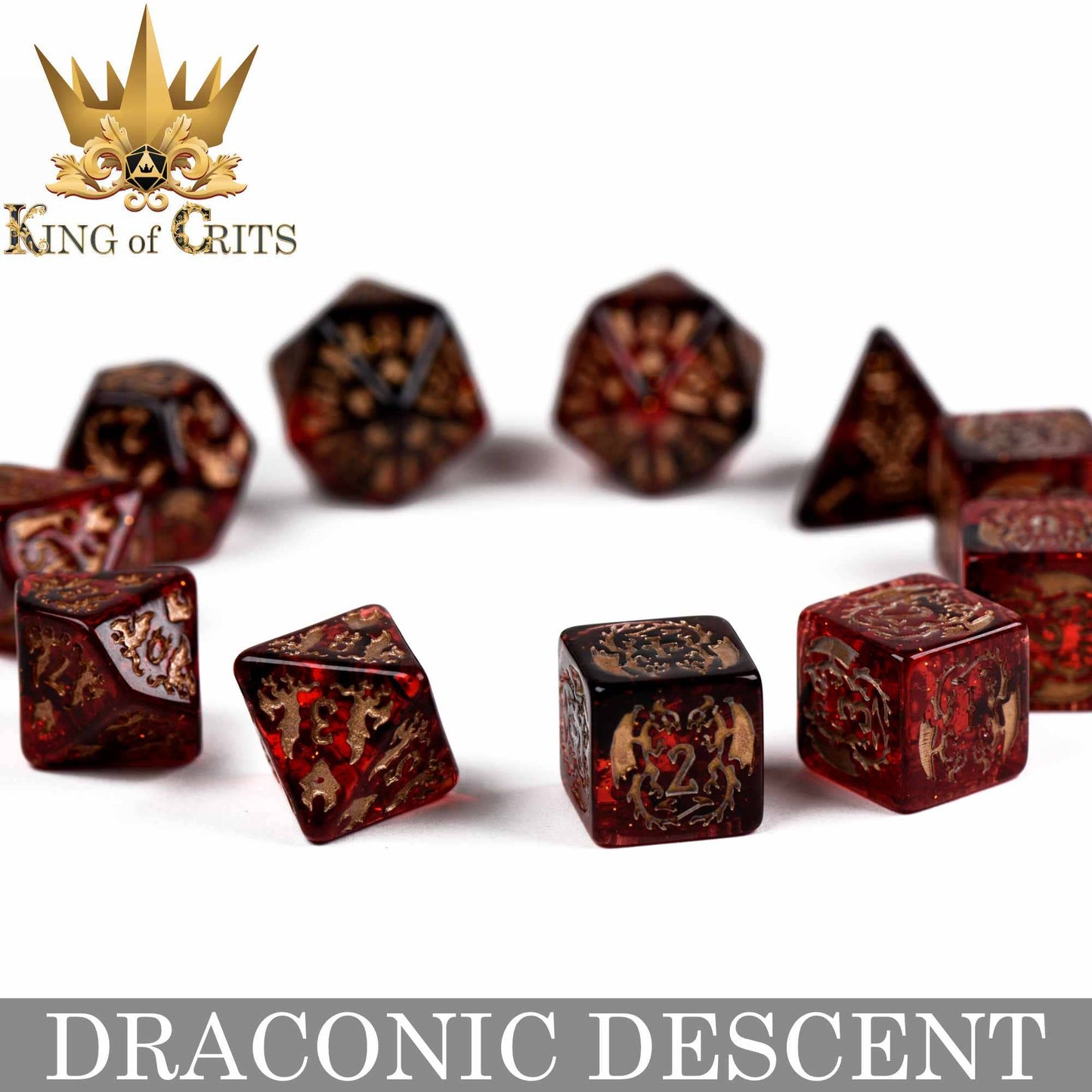 "DRACONIG DESCENT" - DRAGONBORN INSPIRED DICE SET - KING OF CRITS ORIGINAL