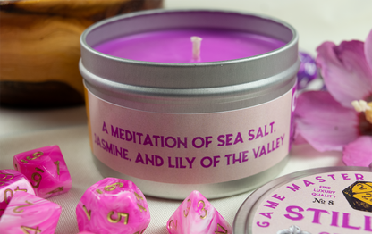 "STILLNESS OF MIND" - SCENTED GAMING CANDLE - SOFT FLORAL NOTES