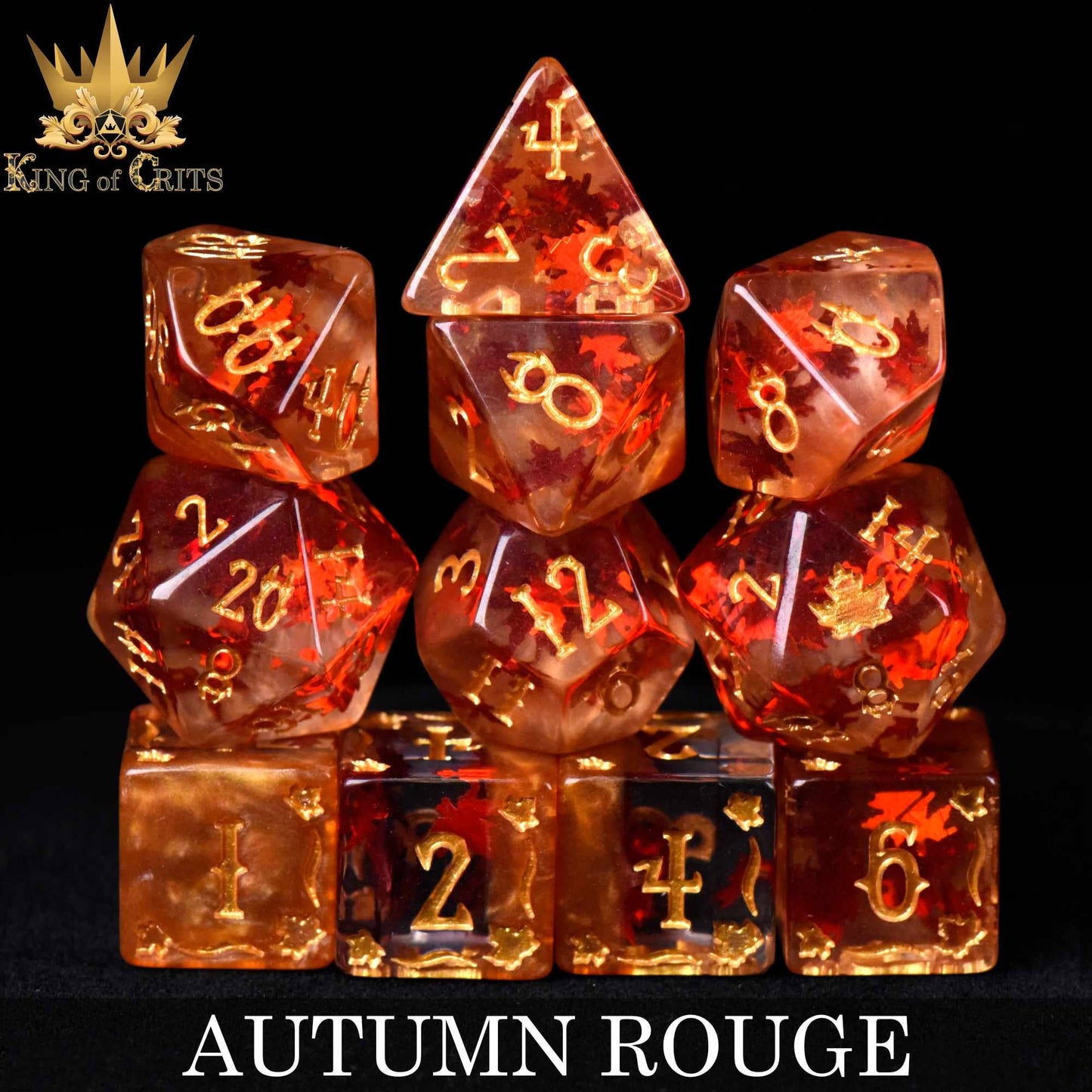 "AUTUMN ROUGE" - FALL RESIN DICE SET - KING OF CRITS ORIGINAL