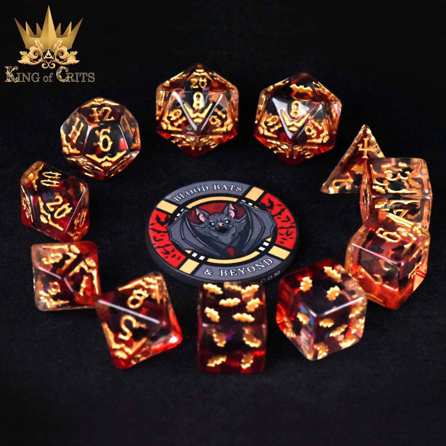 "BLOOD BATS & BEYOND" - RESIN DICE SET - KING OF CRIT ORIGINALS