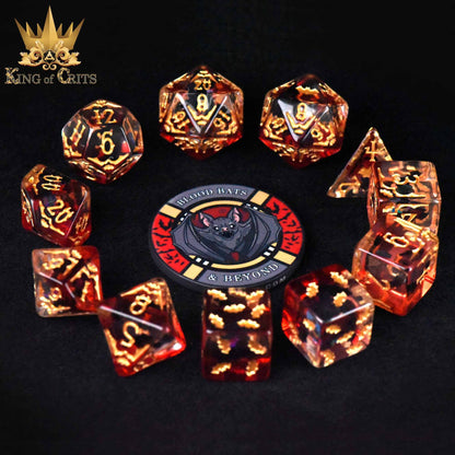 "BLOOD BATS & BEYOND" - RESIN DICE SET - KING OF CRIT ORIGINALS