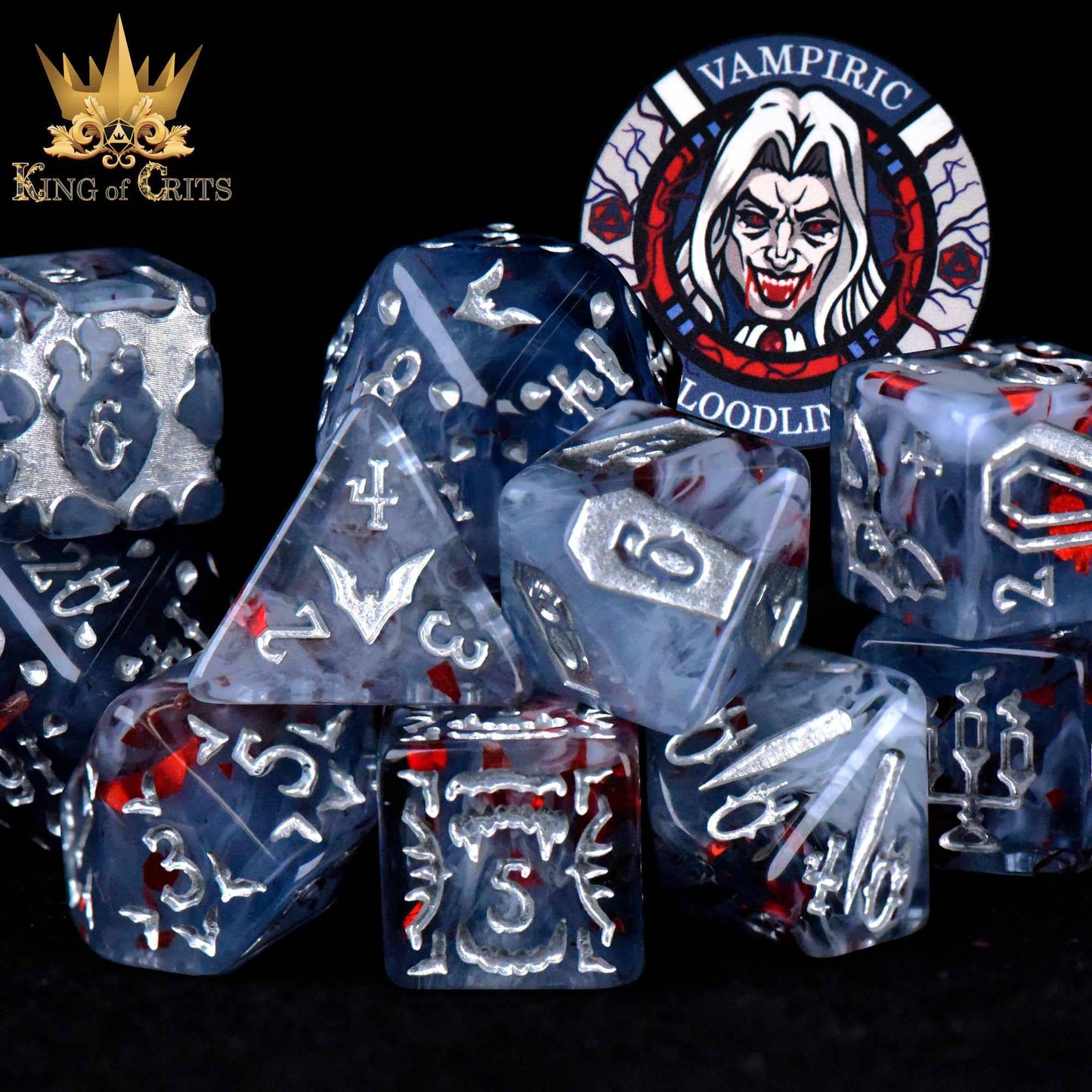 "VAMPIRIC BLOODLINE" - RESIN DICE SET - KING OF CRIT ORIGINAL