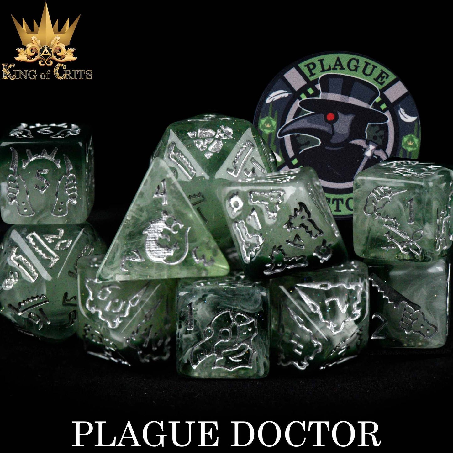 "PLAGUE DOCTOR" - 11 PIECE DICE SET - KING OF CRITS ORIGINAL