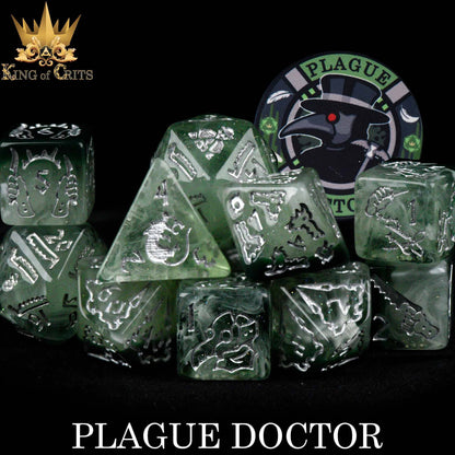 "PLAGUE DOCTOR" - 11 PIECE DICE SET - KING OF CRITS ORIGINAL
