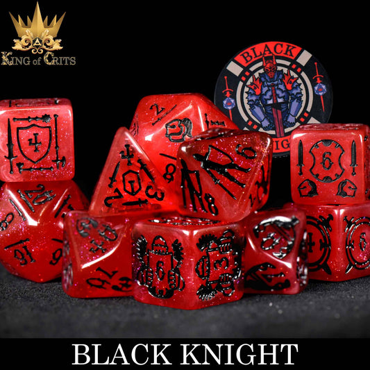 "BLACK KNIGHT" - ARMS AND ARMOR RESIN DICE SET - KING OF CRITS ORIGINAL