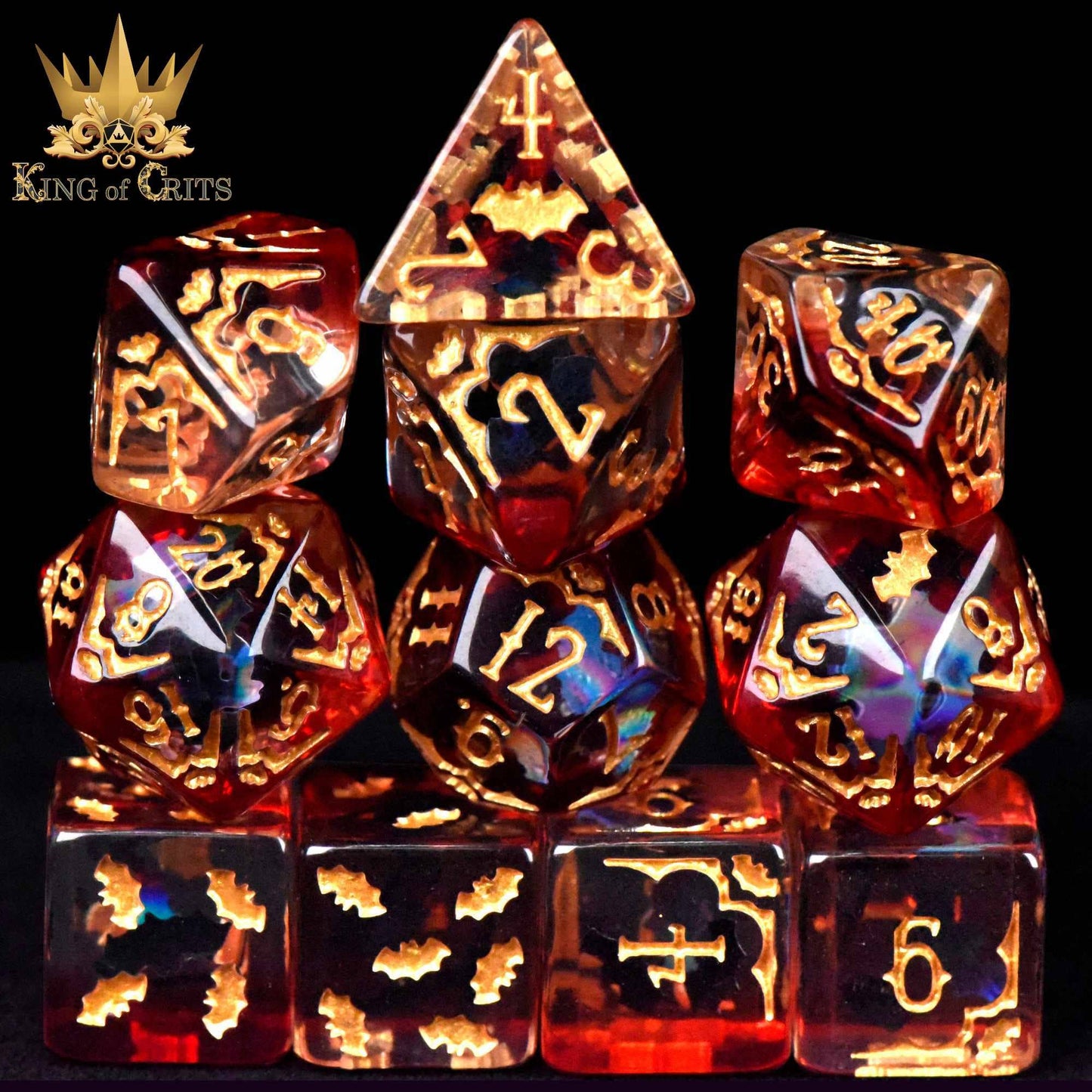 "BLOOD BATS & BEYOND" - RESIN DICE SET - KING OF CRIT ORIGINALS