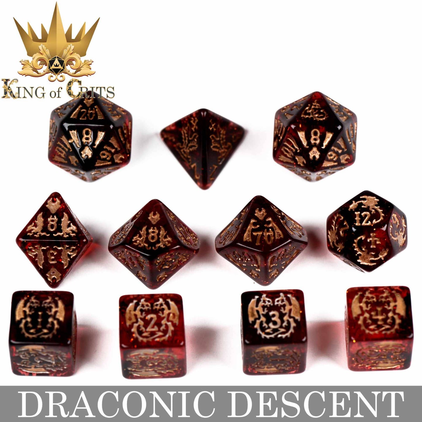 "DRACONIG DESCENT" - DRAGONBORN INSPIRED DICE SET - KING OF CRITS ORIGINAL