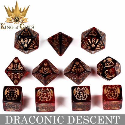 "DRACONIG DESCENT" - DRAGONBORN INSPIRED DICE SET - KING OF CRITS ORIGINAL